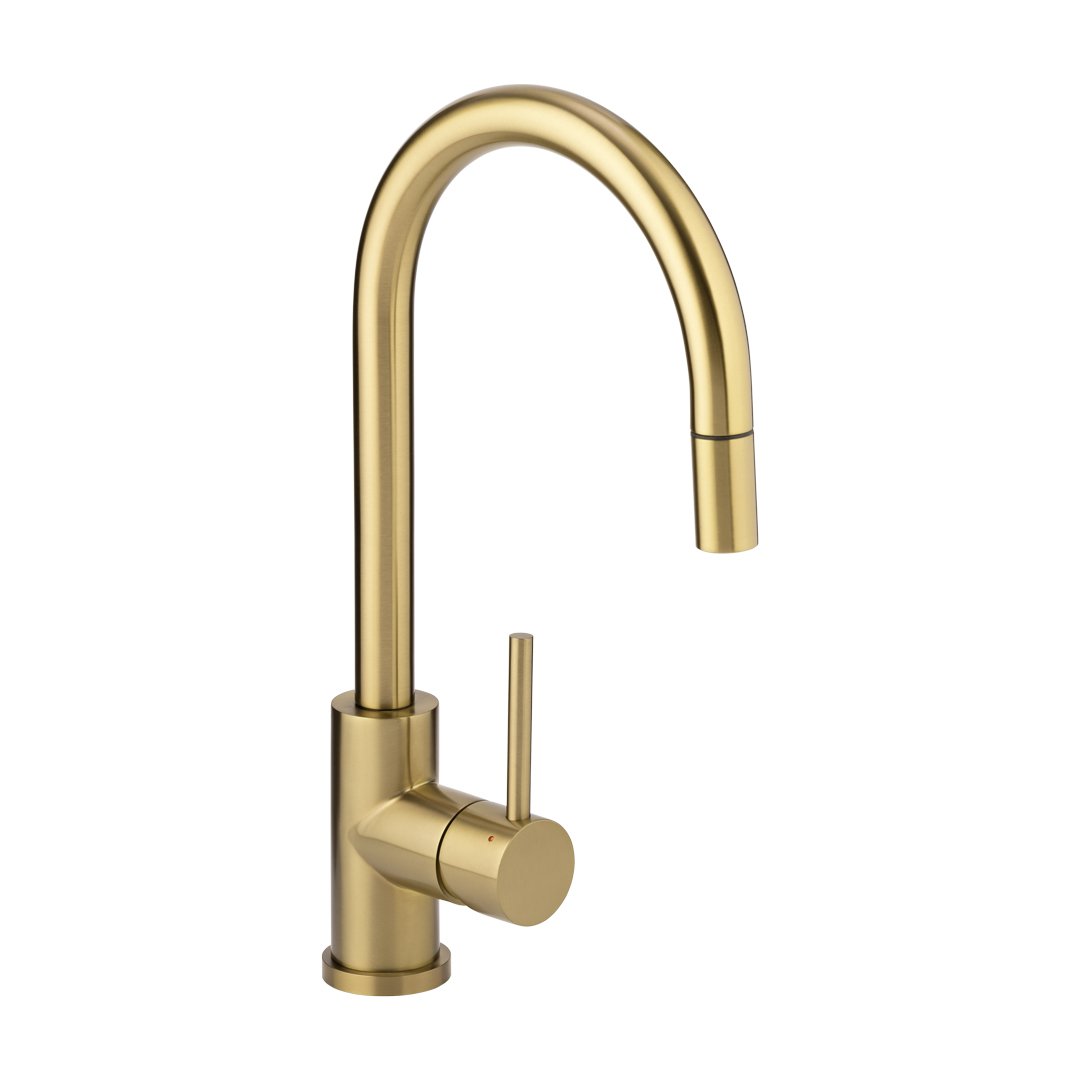 Elysian Commercial Pull-Out Kitchen Mixer – Brushed Brass