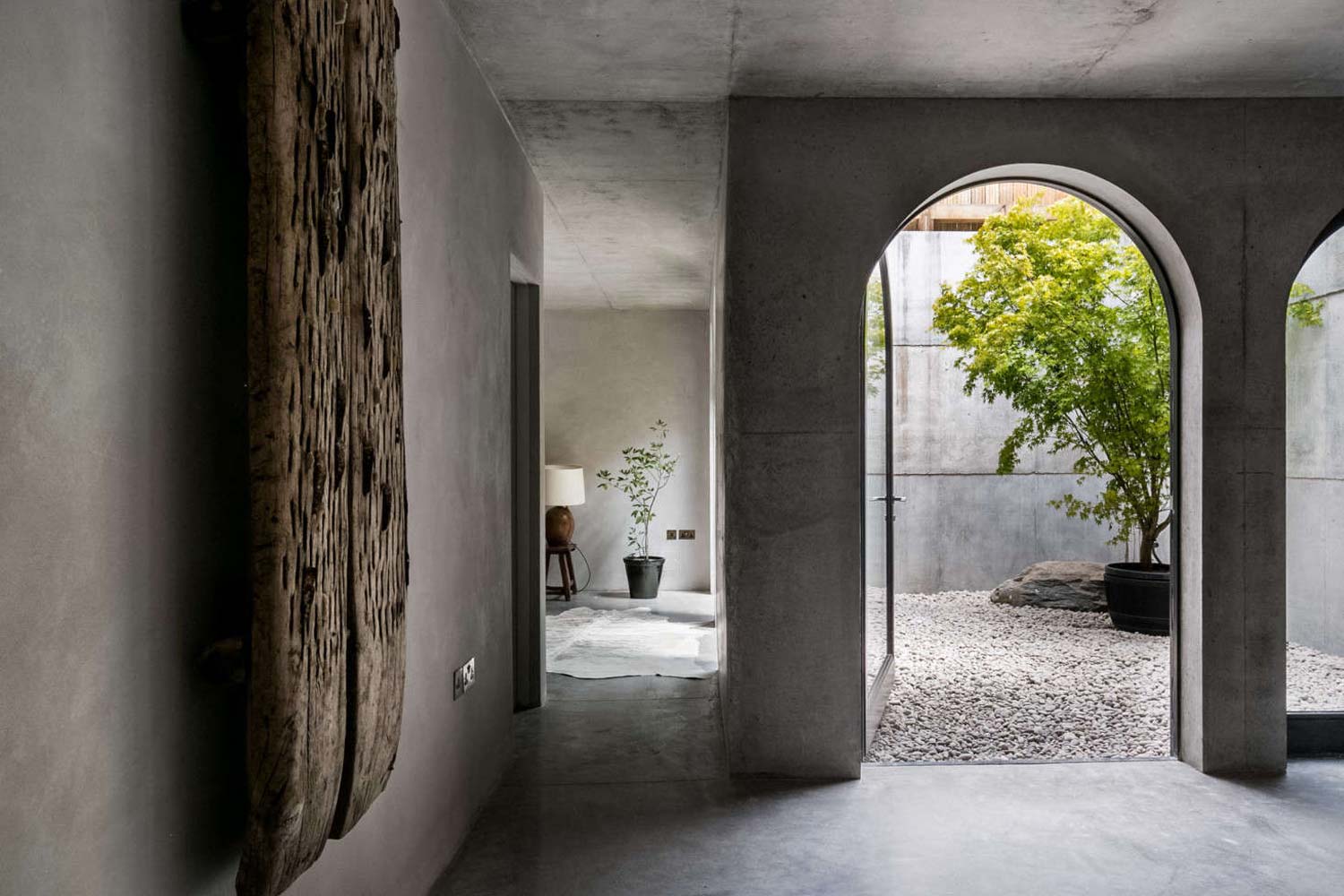 Japanese wabi sabi zen garden courtyard located in London