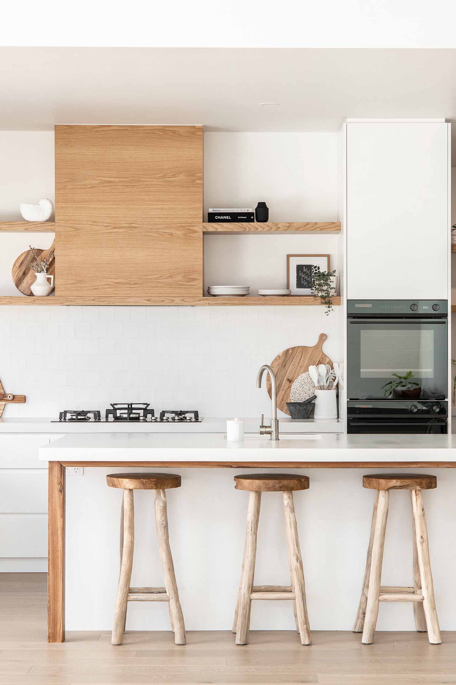 Timber discount kitchen shelves