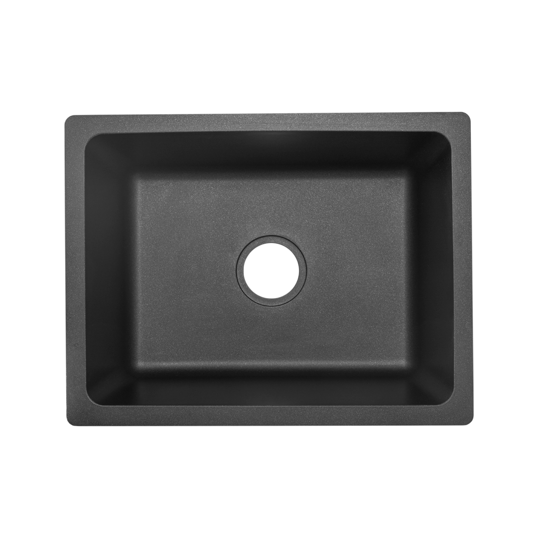 Vera Single Sink 560mm (Overflow) – Black Granite