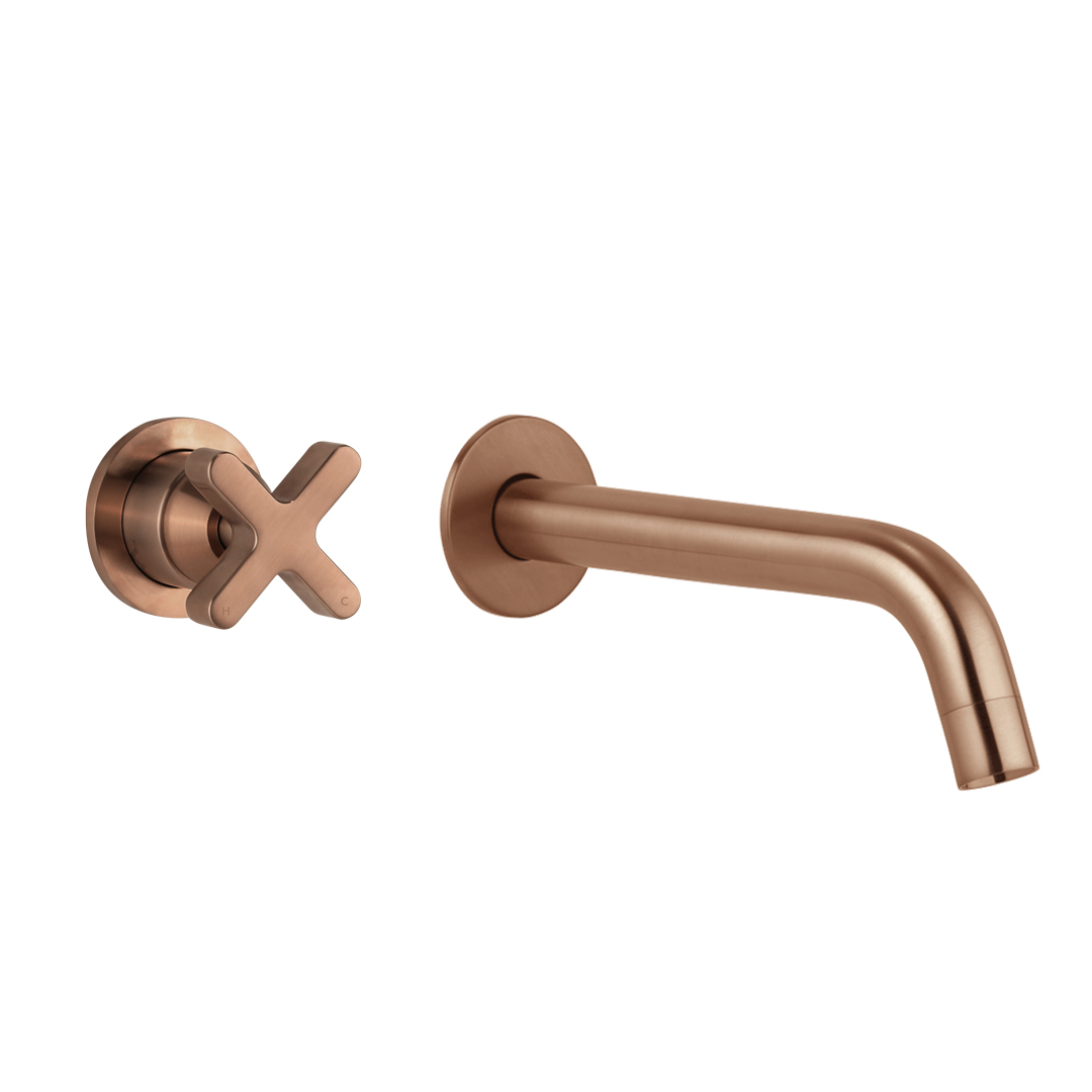 Cross Progressive Mixer & Spout Set – Brushed Copper