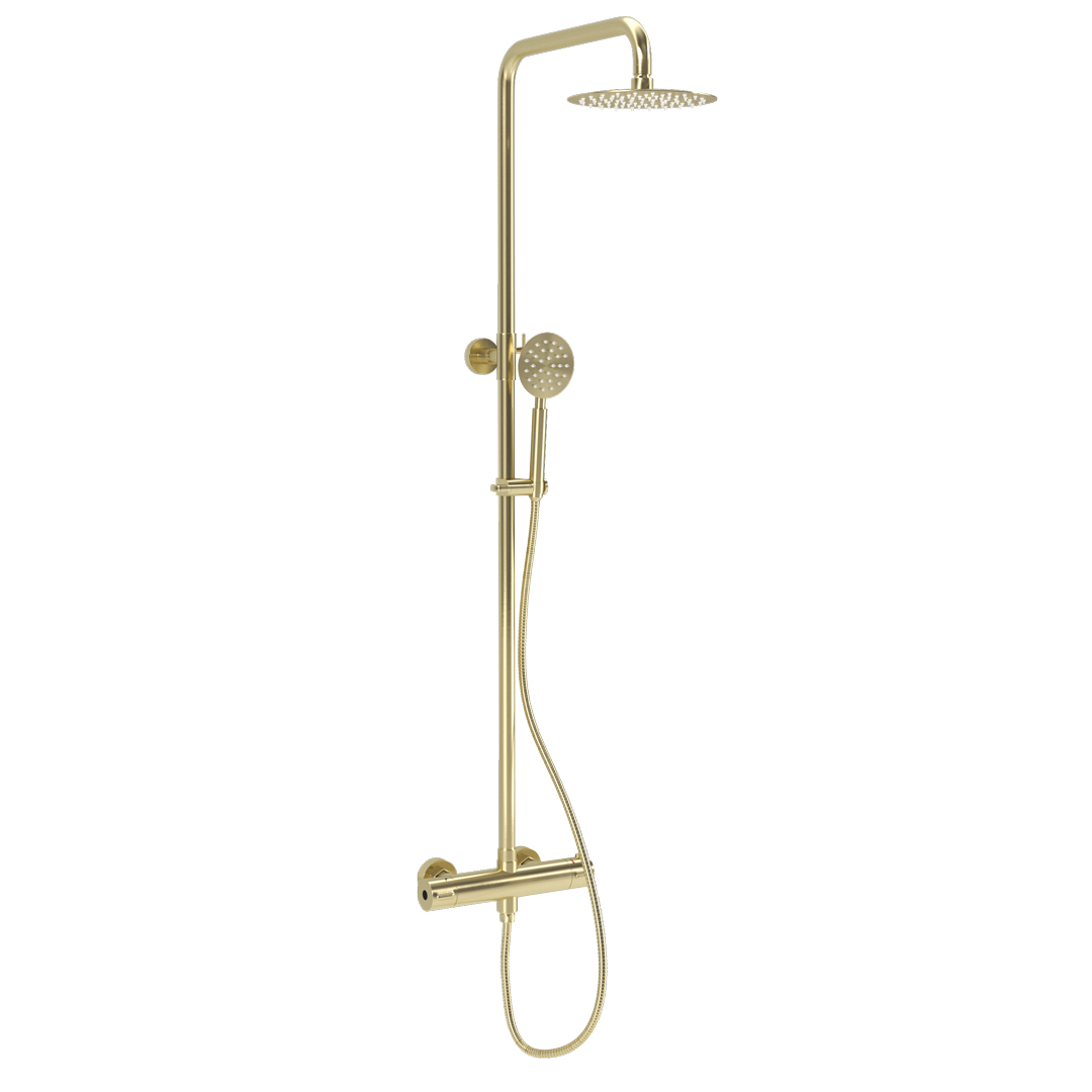 Eden Thermostatic Shower Rail Set – Brushed Brass
