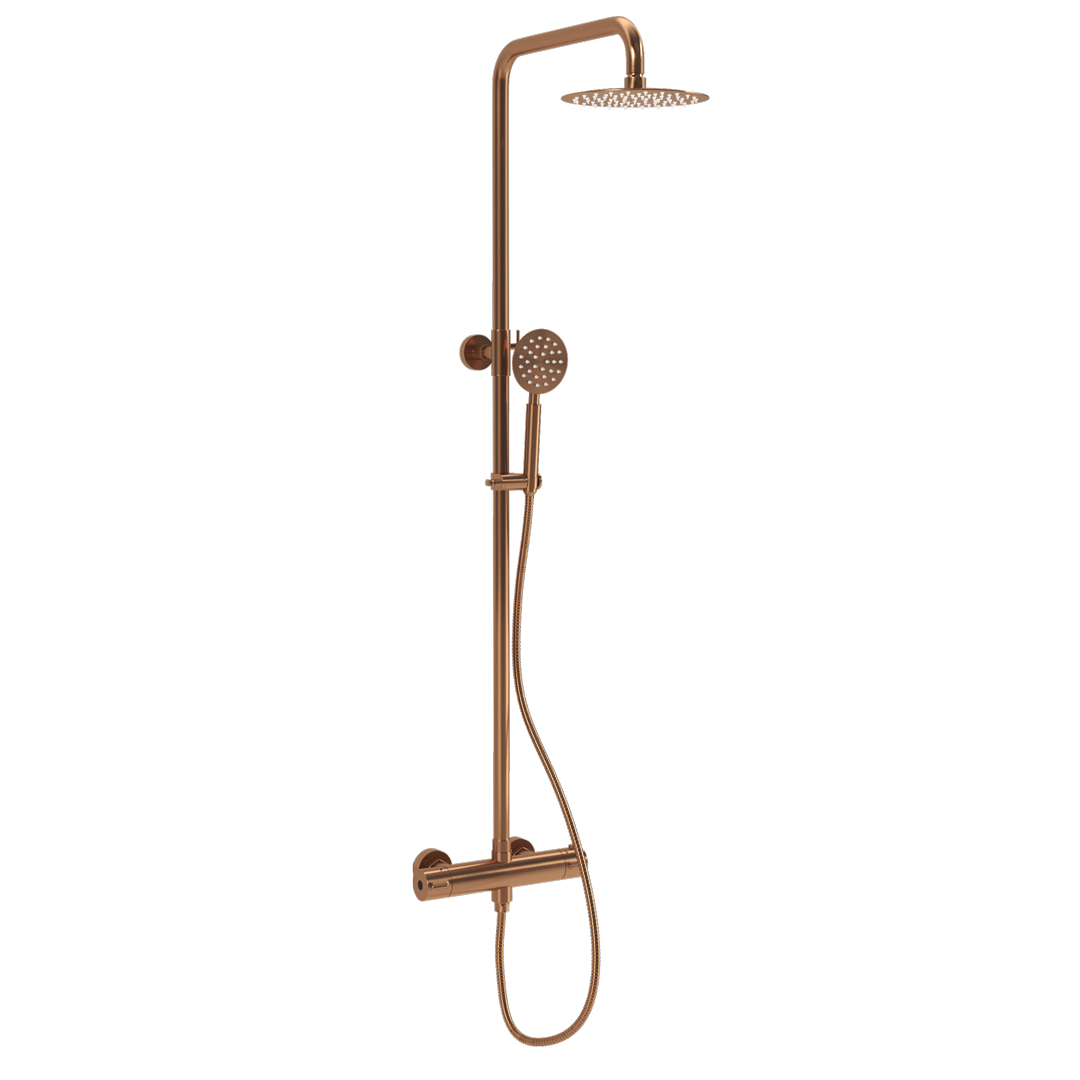 Eden Thermostatic Shower Rail Set – Brushed Copper