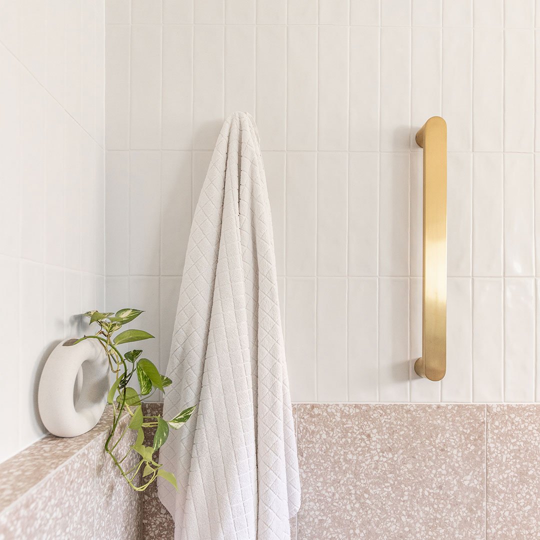 Otto Heated Towel Rail Brushed Brass ABI Interiors UK