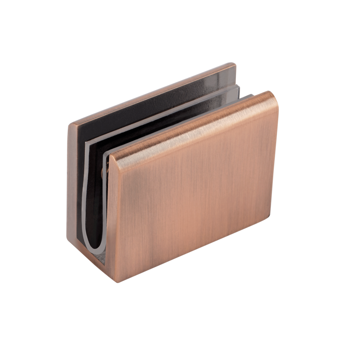 Pius Glass Panel Clip – Brushed Copper