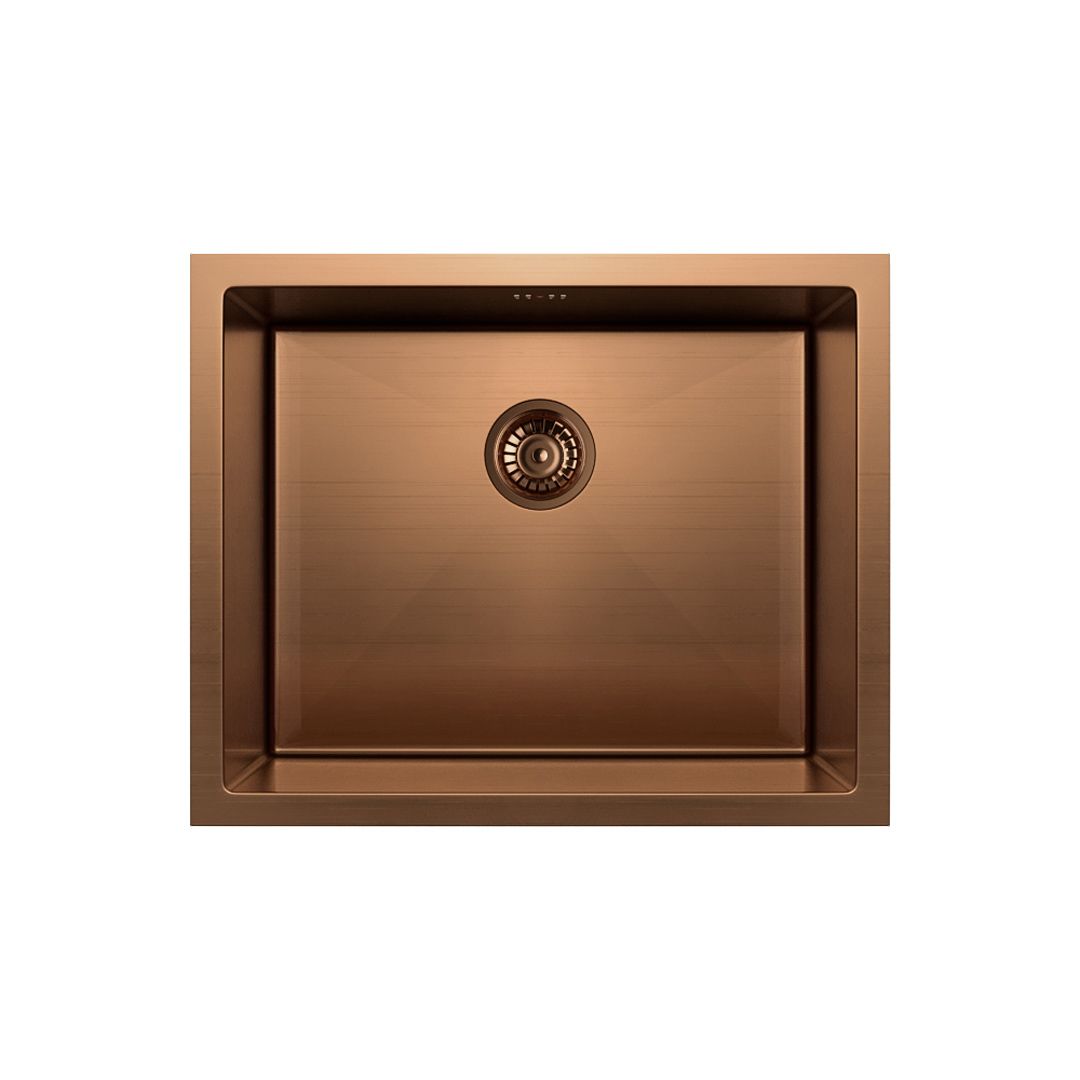 Seba Kitchen Sink 550mm with Overflow and Rack – Brushed Copper