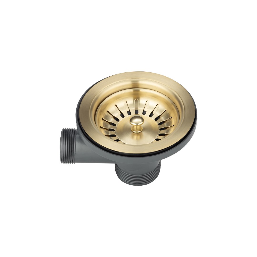 Sink Basket Waste – Brushed Brass (with overflow)