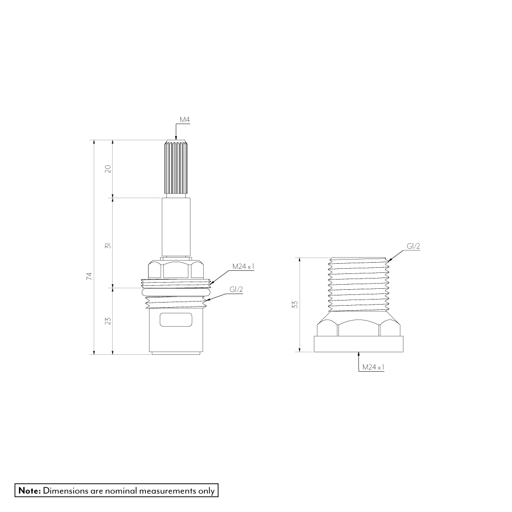 Infiniti In-Wall - Assembly Taps - Spindle Standard Set (H&C) (UK)
