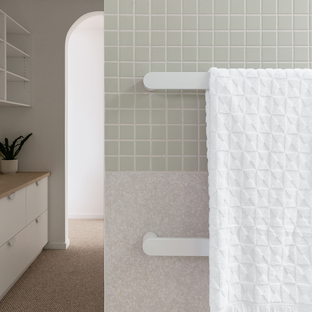 Milani Heated Towel Rail White ABI Interiors UK