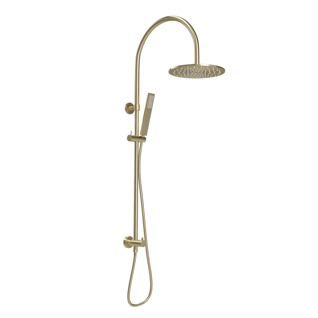 Elysian Gooseneck – Shower Rail Set – Brushed Brass